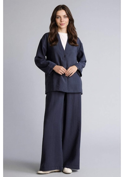 Defacto Regular Fıt V Yaka Modal Kimono H0673ax26spnv42 Lacivert-nv42
