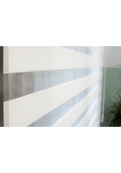 İncilifehome İcl507 Düz Kumaş Zebra Stor Perde Kırık Beyaz Alüminyum Kasalı Kırık Beyaz