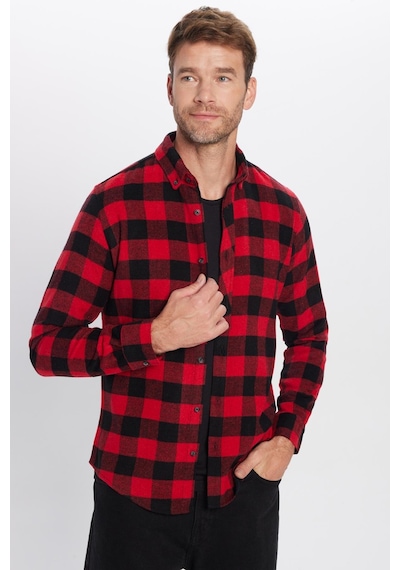 Tudors Erkek Slim Fit Dar Kesim Oduncu Düğmeli Yaka Kareli Kışlık Gömlek-32270 Çok Renkli Tudors Erkek Slim Fit Dar Kesim Oduncu Düğmeli Yaka Kareli Kışlık Gömlek-32270 Çok Renkli