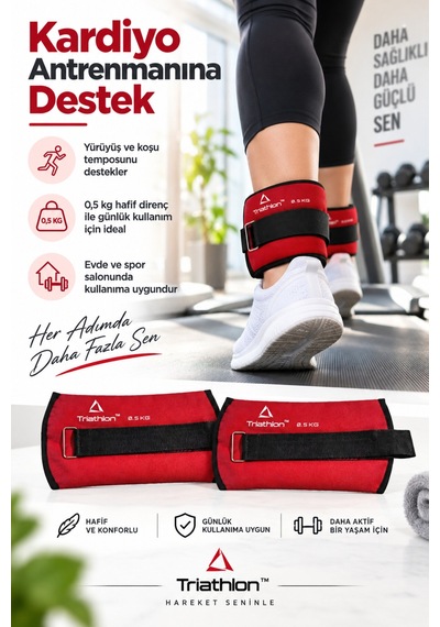 0,5 Kg X 2 Adet El Ayak Bilek Ağırlığı Ayarlanabilir Fitness Pilates Ağırlık Seti Kırmızı Kırmızı