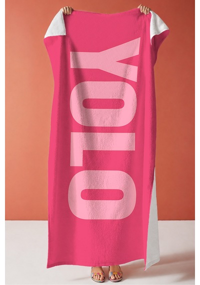 Yazılı Yolo Fuşya Pembe Plaj Havlusu - Modern Tipografik Mikrofiber Havuz Deniz Hızlı Kuruyan Havlu Dalgın Şeftali Yazılı Yolo Fuşya Pembe Plaj Havlusu - Modern Tipografik Mikrofiber Havuz Deniz Hızlı Kuruyan Havlu Dalgın Şeftali