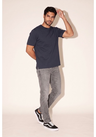 Jsco Erkek Lacivert 6226 0 Yaka Fırçalı 2 İplik T-shirt