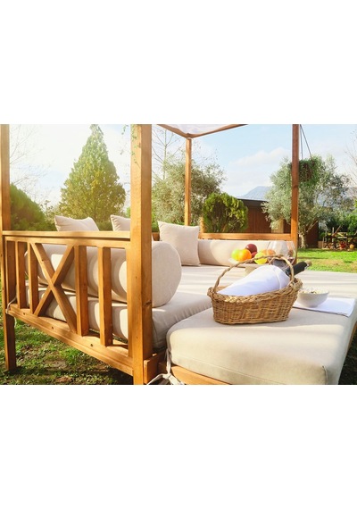 Mandu Exclusive Ahşap Bahçe Yatağı (Daybed) Bej