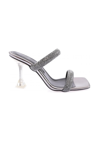 Dgn 5160-23y Kadin Silver Taş Bantli Topuklu Terlik 5160-2271-R3090 Platin