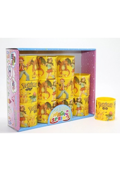 Pokemon Baskılı Stres Yayı - Sarı Plastik Nostaljik Oyuncak 12'li Seti Alk3984