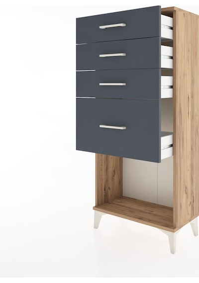 Hyperion Dolap 4 Çekmeceli 60x44x134 Çam-antrasit Atlas Çam