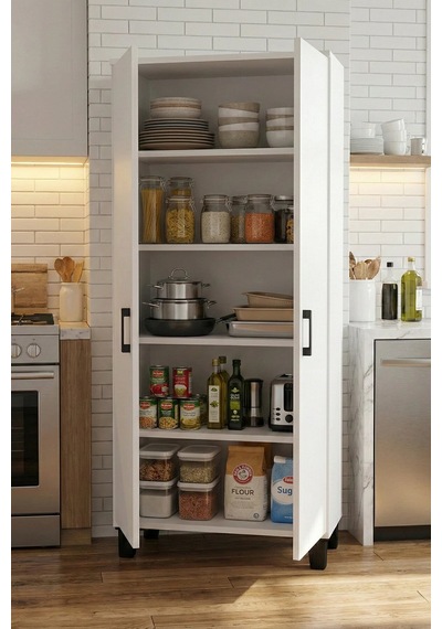Reyo Falez Mutfak Dolabı Çok Amaçlı, 160cm Kiler Dolabı, 2 Kapaklı 5 Raflı Banyo Dolabı, Beyaz - 251 Reyo Falez Mutfak Dolabı Çok Amaçlı, 160cm Kiler Dolabı, 2 Kapaklı 5 Raflı Banyo Dolabı, Beyaz - 251