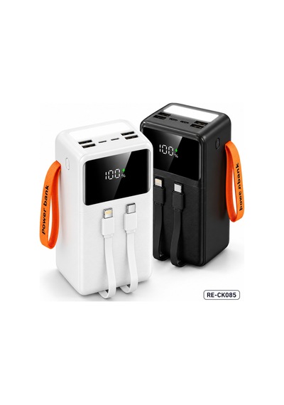 50000 Mah 22.5w Hızlı Şarj Powerbank 4 Usb Çıkışlı Dahili Kablolu Led Işıklı Dijital Göstergeli- Re-ck085 Diğer