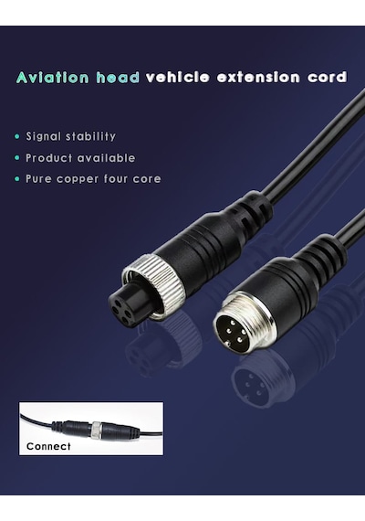 30 Metre 15 + 15 4 Pinli Ticari Araç Kamera Kablosu 12-24 Volt