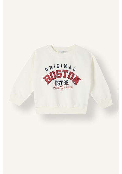 Defacto Bisiklet Yaka Baskılı Sweatshirt Erkek Bebek H8402a526auwt34 Beyaz-wt34