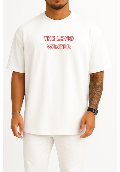 Bahriyeli Collection Oversize The Long Winter Yabancı Dizi Göğüs Baskılı Unisex T-shirt Beyaz Bahriyeli Collection Oversize The Long Winter Yabancı Dizi Göğüs Baskılı Unisex T-shirt Beyaz
