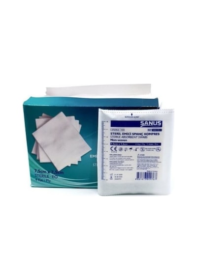 4 Kat Non Woven Steril Spanç 7.5 x 7.5 CM 100 Adet