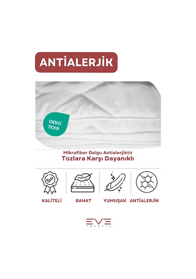 Eve Tekstil  Kapitone Yüksek Kaliteli 4 Mevsim Kullanılabilir Microfiber Soft Tek Kişilik Antialerjik Yorgan Beyaz