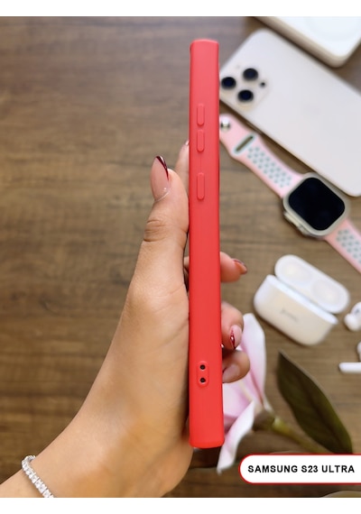 Samsung Galaxy S23 Ultra Uyumlu Kamera Korumalı Darbeye Dayanıklı Renk Atmayan Keep Silikon Kılıf Kırmızı