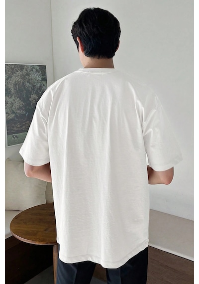Genius Store Erkek Oversize Tişört Pamuk Kumaş Bisiklet Yaka Rahat Kalıp T-shirt Beyaz Genius Store Erkek Oversize Tişört Pamuk Kumaş Bisiklet Yaka Rahat Kalıp T-shirt Beyaz