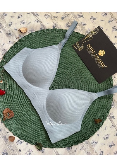 Softease V Yaka Balensiz Dikişsiz Lazer Kesim Rahat Soft Kumaştan Mavi