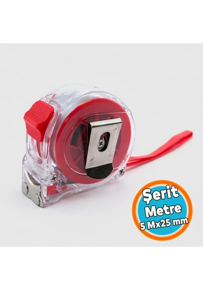 Kilitli Şerit Metre 5 Metre 25 Mm Dayanıklı Gövde Hassas Ölçüm Ev İş Ve Profesyonel Kullanım
