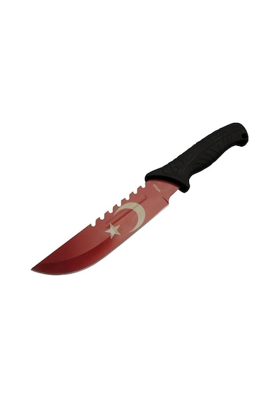 Muhtelif Ayyıldız Mf033 Rd Kırmızı Av Bıçağı 31cm - Testere Detaylı Bıçak, Oluklu, Kılıflı, Plastik