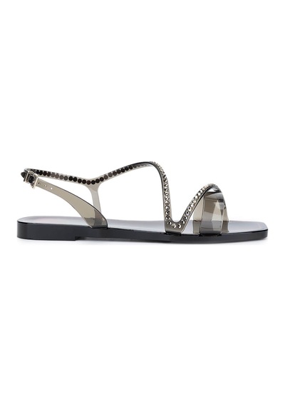 Menghi Kadın Pvc Siyah Düz Sandalet 774 810e Bn Sndlt Y25 Black Siyah
