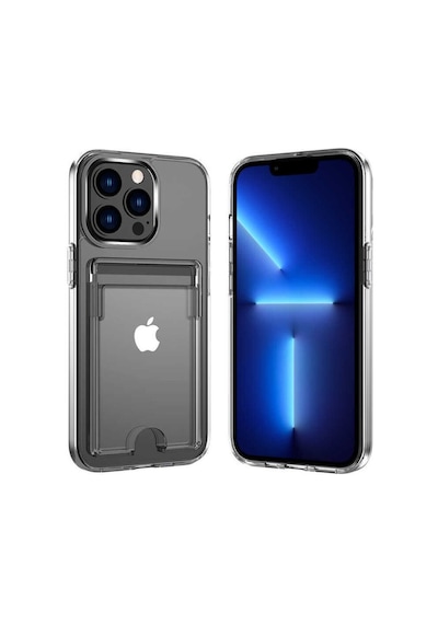 Apple iPhone Uyumlu 13 Pro Max Sert Kart Girişli Şeffaf Premium Silikon Kılıf Col465-şeffaf