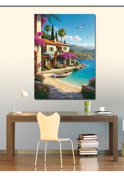 Kanvas Tablo Sahil Evi Manzarası 100cmx140cm