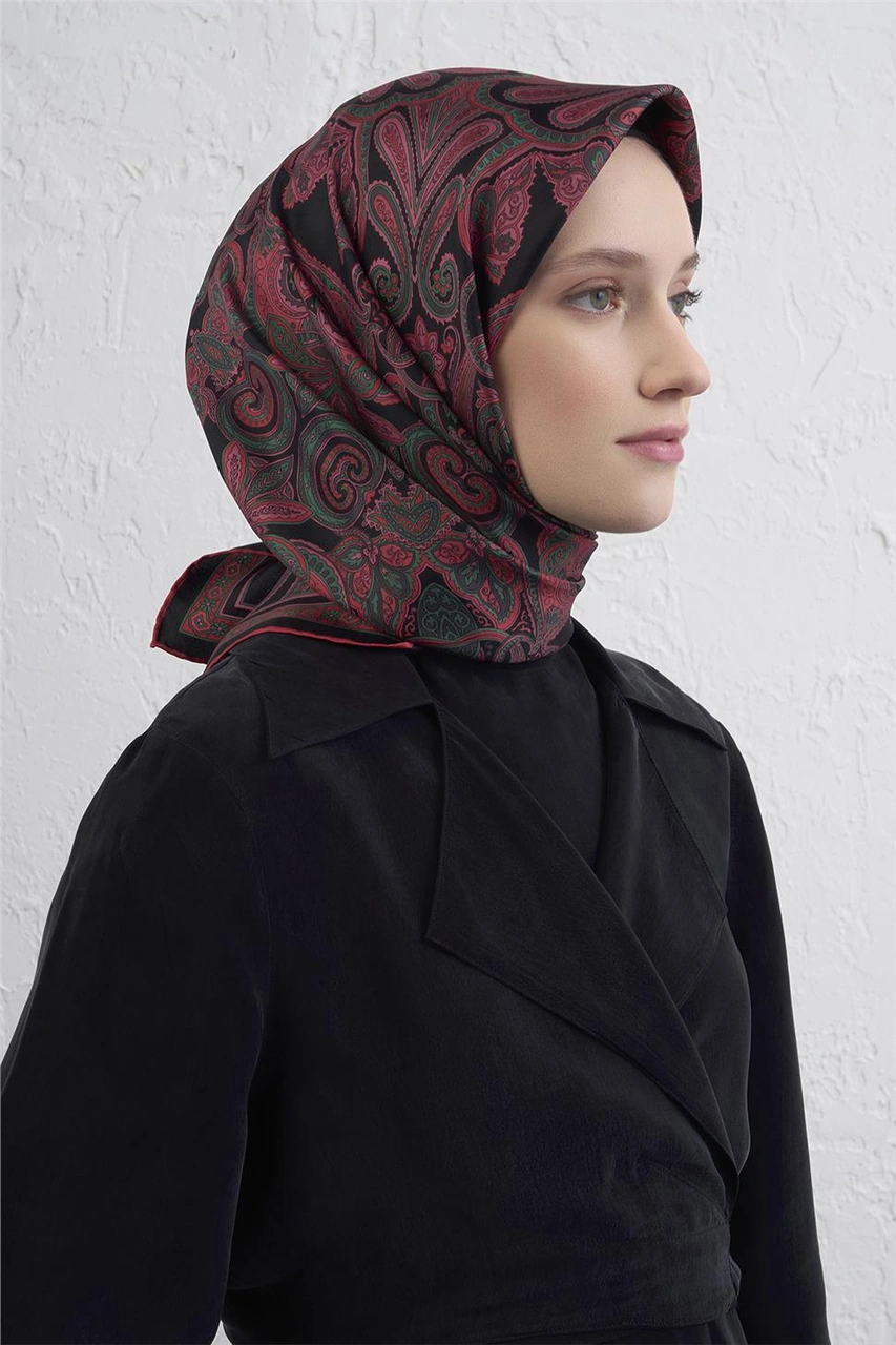 Armine Etnik Desen Saf İpek Twill Eşarp 9421d 87 Pembe