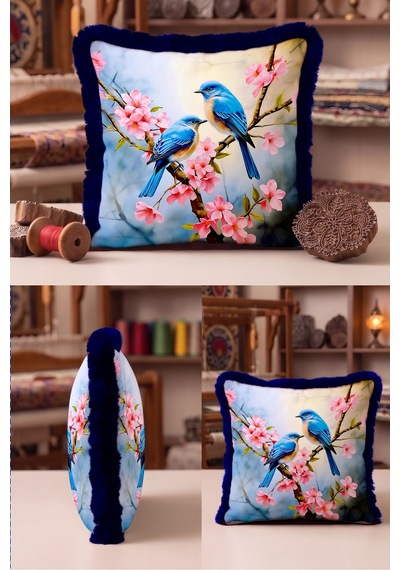 Kuş Çiçekli Bahar Desen Saçaklı Yastık Kılıfı - Sakura Pembe Lacivert Püsküllü Kırlent Kılıfı Kadim Atlas Aura Kuş Çiçekli Bahar Desen Saçaklı Yastık Kılıfı - Sakura Pembe Lacivert Püsküllü Kırlent Kılıfı Kadim Atlas Aura