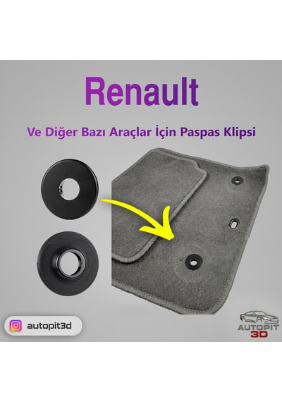 Renault Ve Bazı Araçlarla Uyumlu Paspas Klipsi 2 Adet
