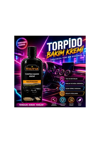 Torpido Bakım Kremi 230 Ml Toz İtici, Parlatıcı Ve Koruyucu Oto İç Trim Bakımı