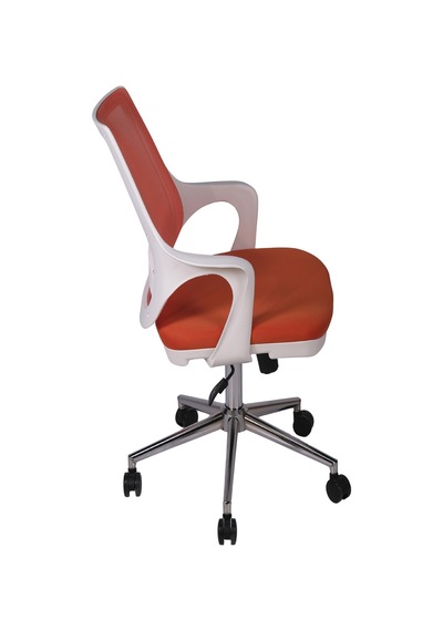 Ofisbazaar Buya Beyaz Fileli Çalışma Koltuğu Ergonomik Şef Ve Toplantı Koltuğu Turuncu Turuncu