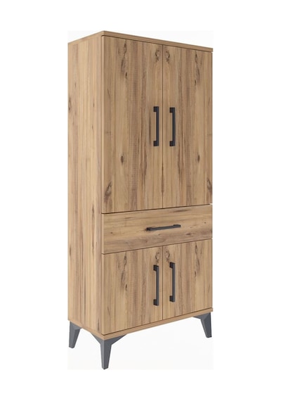 Arges Dolap 2 Raflı Tek Çekmeceli 4 Kapaklı 60x30x134 Çam-çam Çam