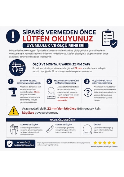 22mm Siyah Park Sensörü 4 Gözlü Dijital Led Ekranlı Universal Geri Vites Mesafe Göstergeli Uyarı Sistemli Tampon Pançlı Park Asistan Seti