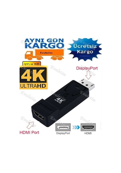 Displayport To Hdmı 4K 4946P Adaptör Kablosu Uç Display Port Çevi