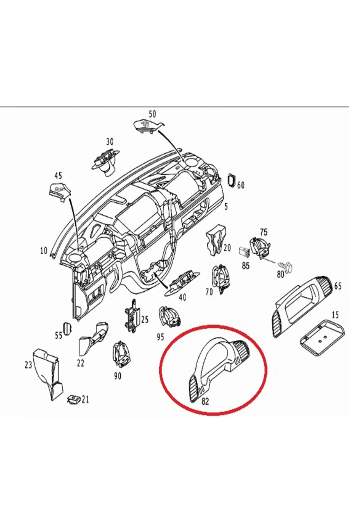 Mercedes Sprinter W901/w904 Torpido Kalorifer Izgarası/ön Göğüs Havalandırma Izgarası Sol 1 Adet