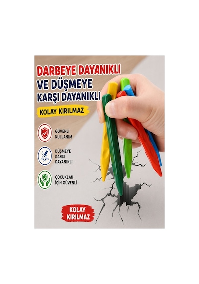 Jumbo Üçgen Mum Boya 12 Li 1 Paket Fixpoint 12 Renk Üçgen Mumboya Elleri Kirletmeyen Yıkanabilir Silinebilir Karton Kutu Çok Renkli