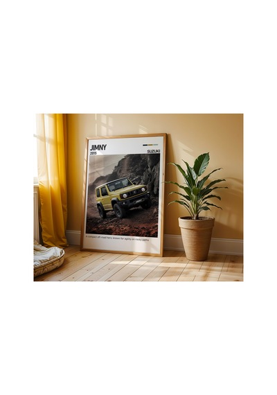Suzuki Jimny Ahşap Çerçeveli Poster Tablo Kompakt Off-road Ahşap 01