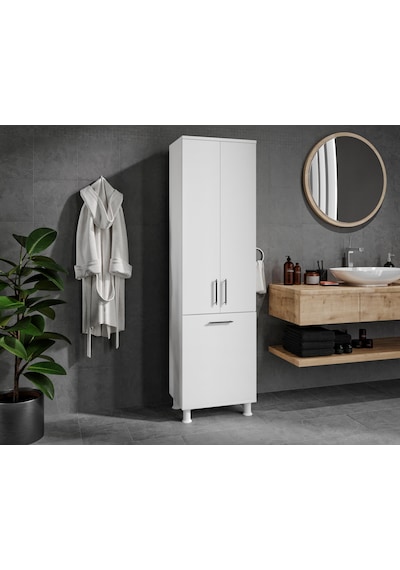 Rosepal Mobilya Sezar Kirli Sepetli Banyo Dolabı Beyaz