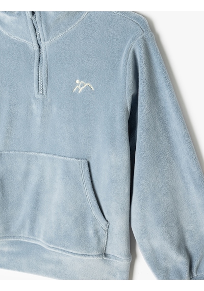 Koton Kadife Sweatshirt Dik Yaka Yarım Fermuarlı Uzun Kollu Mavi 5wkg10191ak Mavi Koton Kadife Sweatshirt Dik Yaka Yarım Fermuarlı Uzun Kollu Mavi 5wkg10191ak Mavi