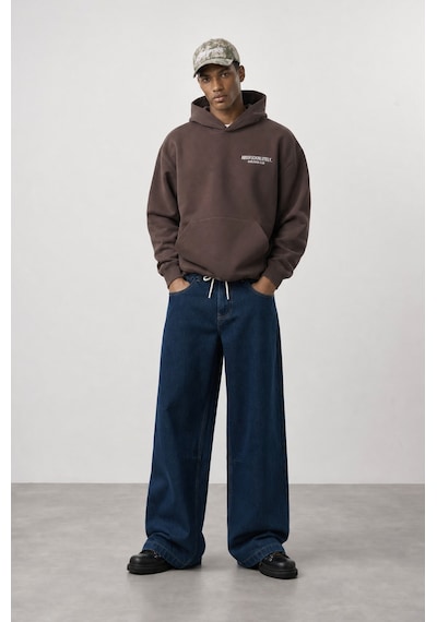 Respire Erkek Absofuckinlutely Baskılı Oversize Hoodie Kahve