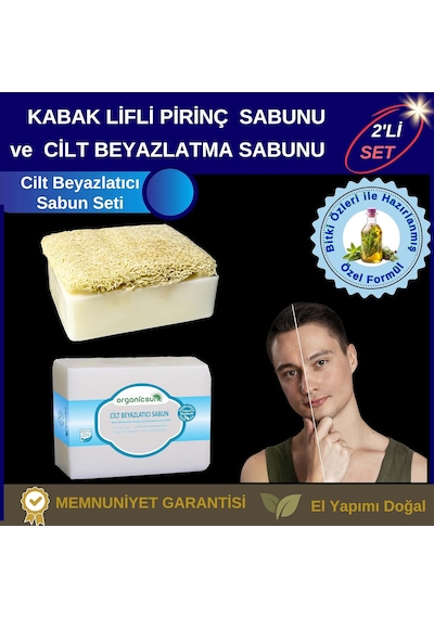 2'li Set Doğal Kabak Lifli Pirinç Sabunu Ve Cilt Beyazlatma Sabunu Diğer