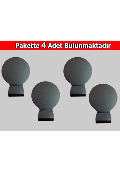 Ardini Kendinden Yapışkanlı Bornoz Havlu Askısı Yuvarlak Mat Siyah 4'lü Çok Renkli