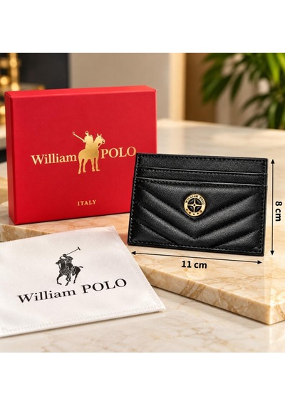 Williampolo Anka Hakiki Deri Unisex Kartlık-ince Tasarım SİYAH