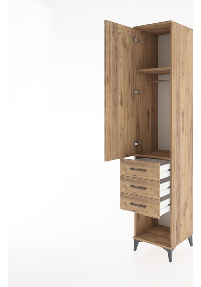 Hyperion Dolap 2 Raflı 3 Çekmeceli Tek Kapaklı 44x44x221 Çam-çam Atlas Çam