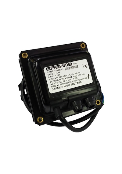 BRAHMA T16/M Sargılı Ateşleme Transformatörü 15357001 220-230V 1.1A 50Hz 2 x 5000V 20mA 33% (SACLI)