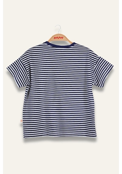 Zeyland Erkek Çocuk Çizgili Çepli T-shirt - Lacivert Çizgili Lacivert