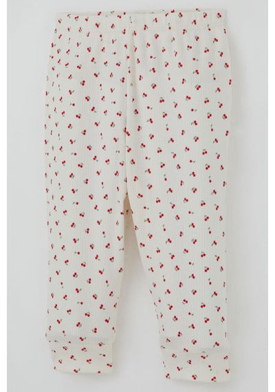 Breeze Kız Bebek Pijama Takımı Omuzdan Patlı Kiraz Desenli 4 Ay-1 Yaş, Krem Krem