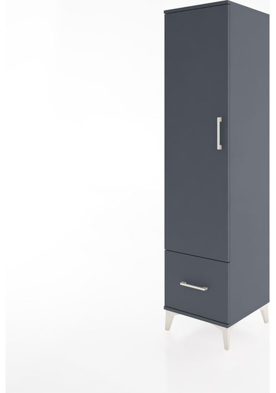 Hyperion Dolap 4 Raflı Tek Çekmeceli Tek Kapaklı 44x44x182 Antrasit-antrasit Antrasit