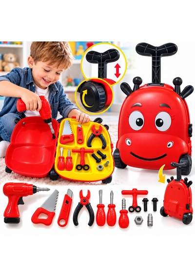 Oyuncak Çekçek Valizli Aksesuarlı Makyaj Doktor Tamir Set Taşınabilir Tekerlekli Renkli Çantalı Bavul Güzellik Eğitici Meslek Seti 50x25 Cm Çok Renklii