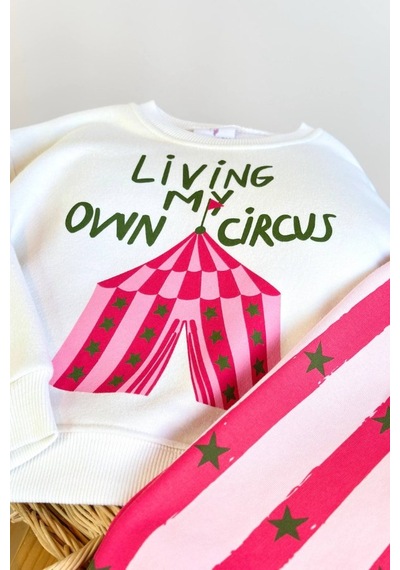 Unicorn Kız Çocuk Baskılı Sweatshirt Ve Eşofman Takım Pembe