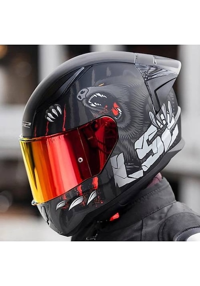 Ls2 Rapıd 2 Race Clawn Kapalı Motosiklet Kaskı Kırmızı Camlı Siyah